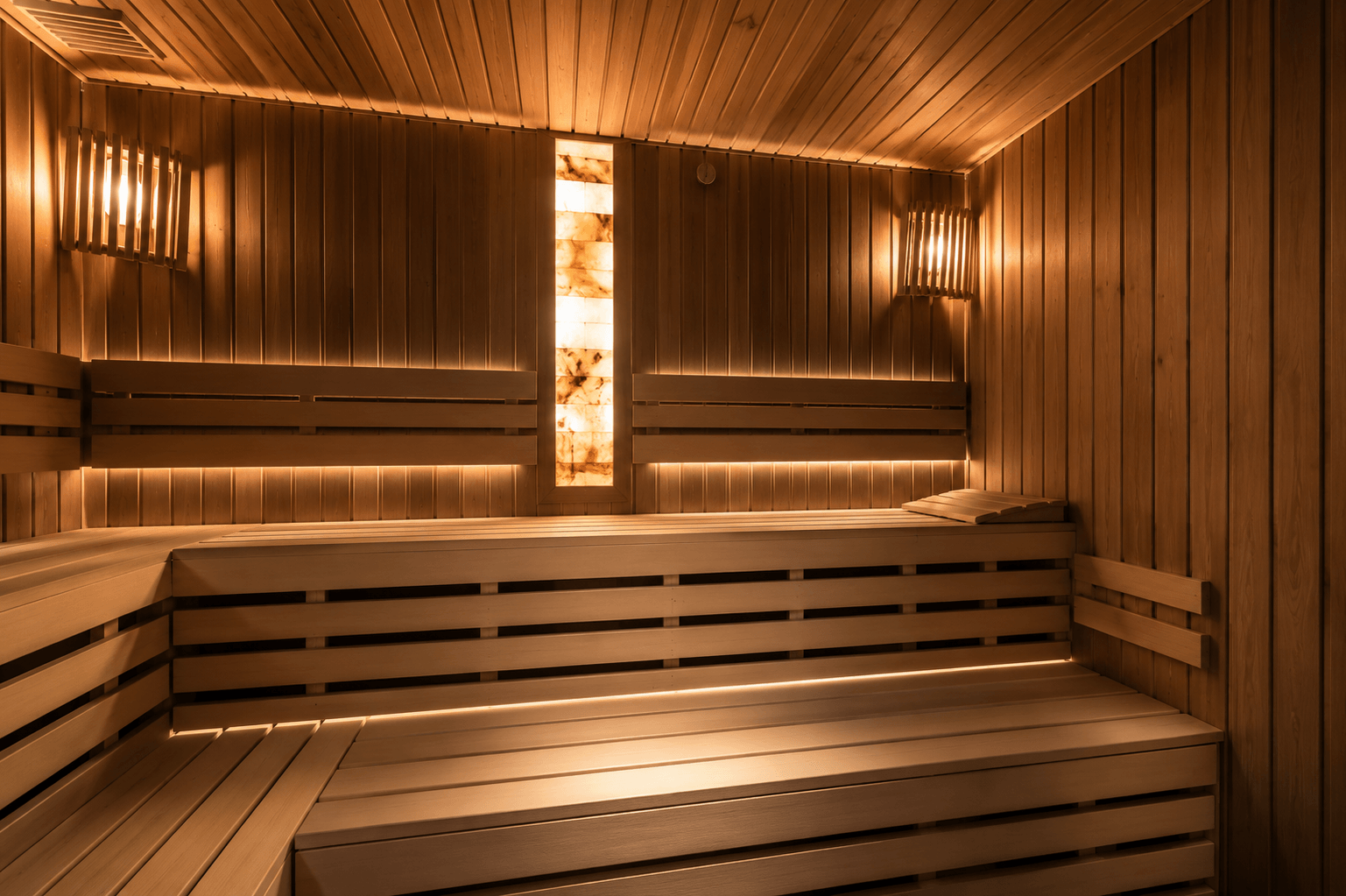 Fínska sauna so soľnou stenou